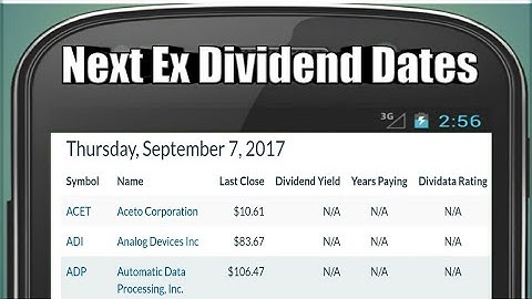 GM - General Motors: ADP - Automatic Data Processing: WM - Waste Management : Next Ex Dividend Dates