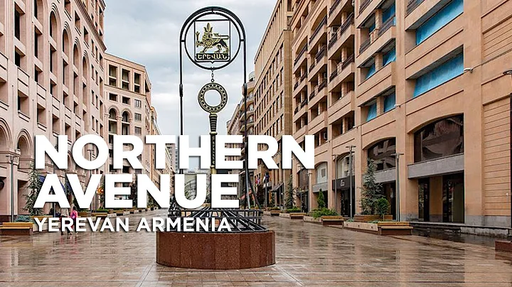 Walking along North Avenue in City of Yerevan Armenia