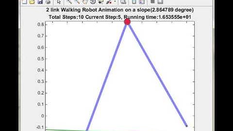 Two-link passive walking robot walks on a slope (local view)
