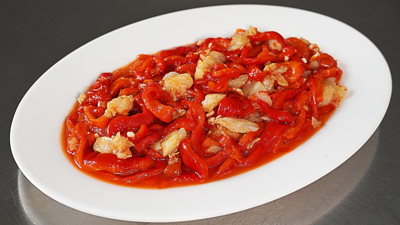 ENSALADA DE PIMIENTOS Y BACALAO MUY RICA Y FRESQUITA 