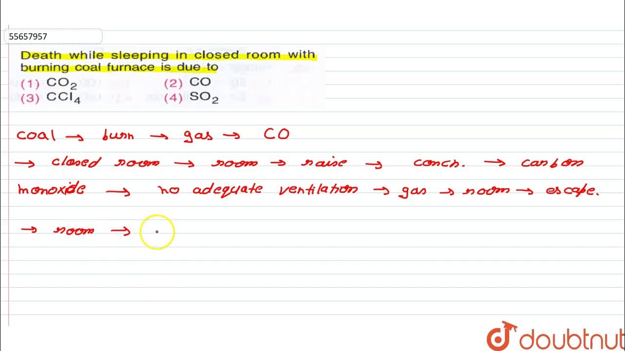 Death while sleeping in closed room with burning coal furace is due to