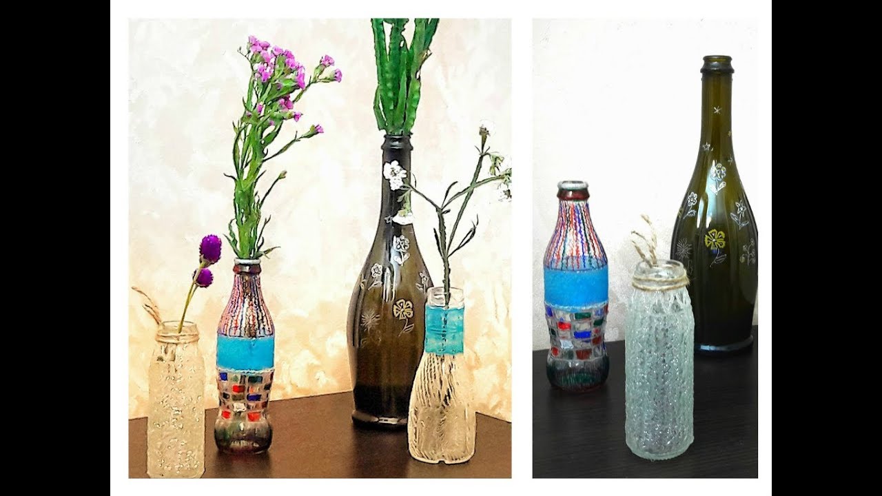 Room Decor Ideas How To Make Stylish Vases Out Of Glass Bottles YouTube