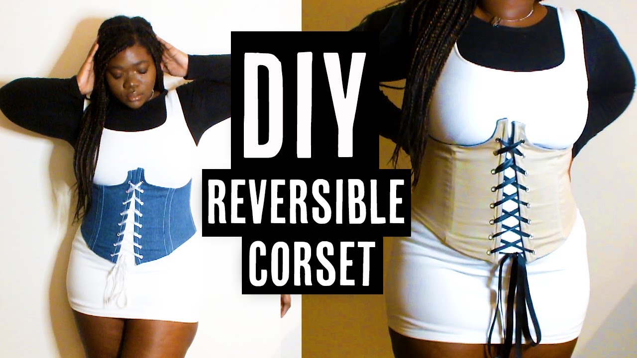 DIY CORSET BELT, How to Make A Reversible Corset / Upcycle Jeans Tutorial