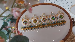 beadwork Tutorial | hand Embroidery beads design |تنبات جنب السفيفة بشكل جديد للعيد