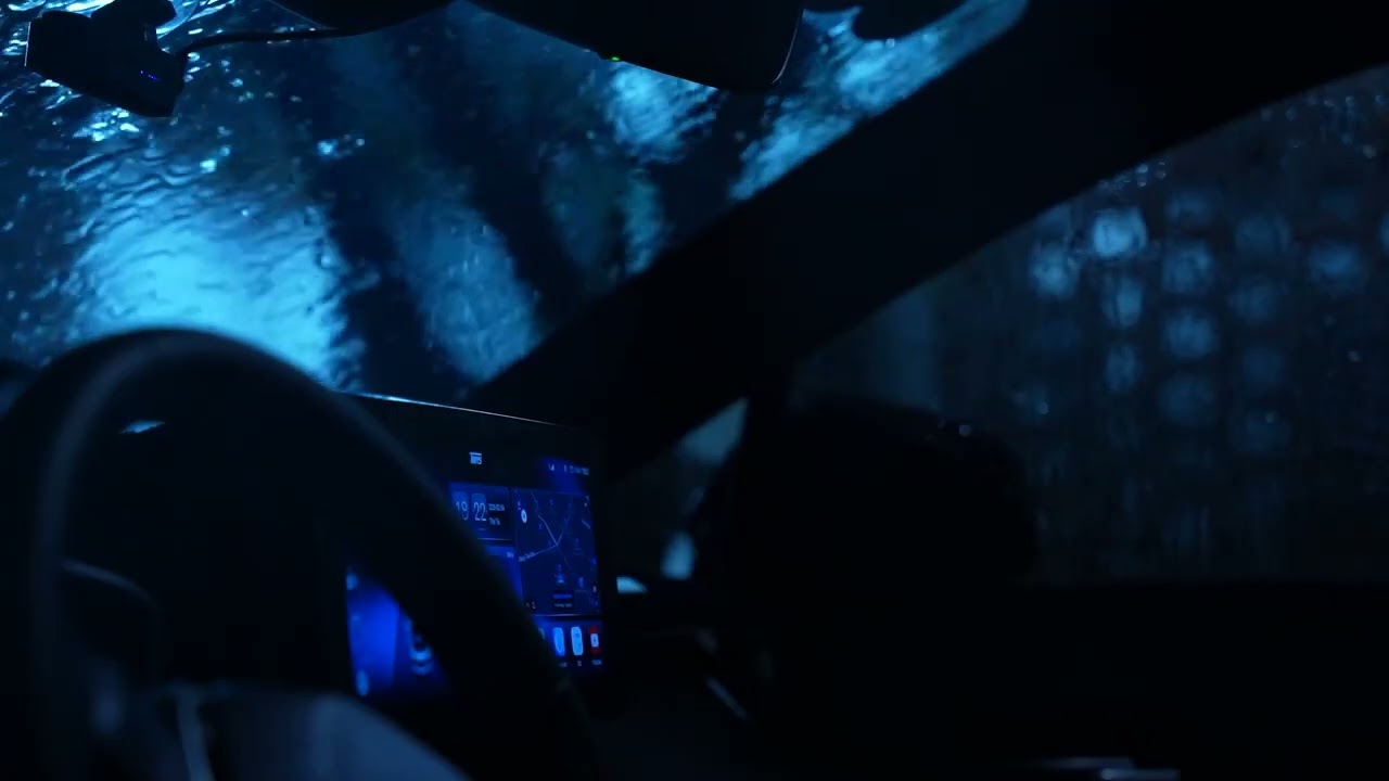 Night Rain on a Car - 1 Hours Video with Soothing Sounds for Relaxation and Sleep