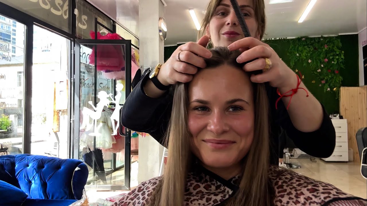 I got my hair refreshed and styled in a simple salon for just $5 | Shampooing | Hair drying | ASMR