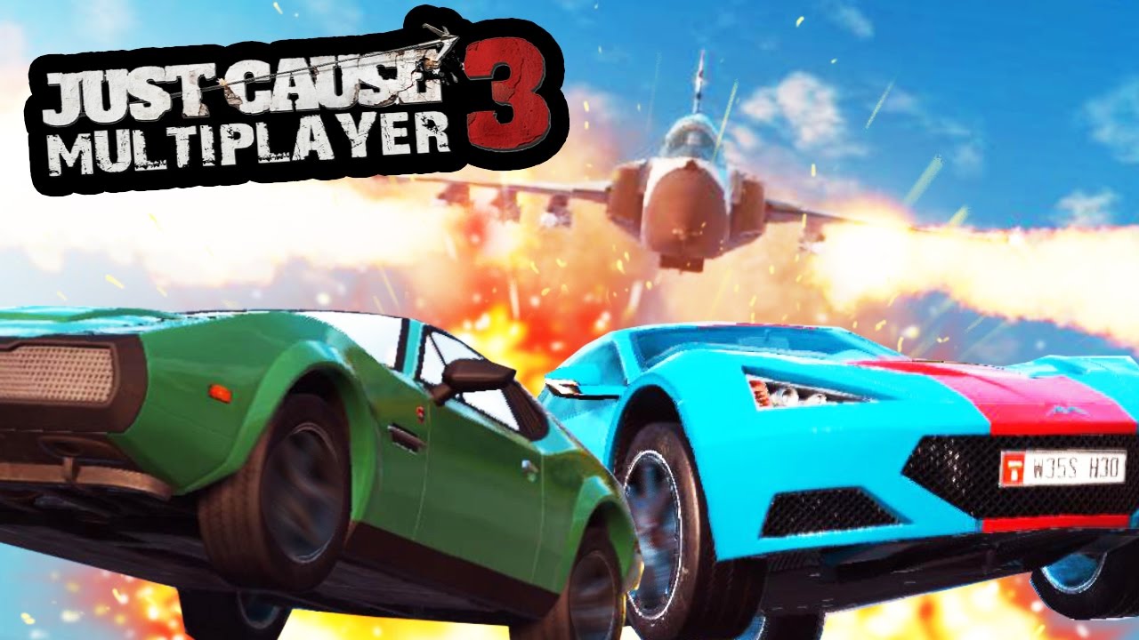 JUST CAUSE 3 MULTIPLAYER - 1 FIGHTER JET VS 2 CARS (DRIVE OFF THE CLIFF ...