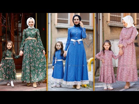 Anne Kız Tesettür Elbise Kombinleri 2021 | En Trend Modanisa Anne Kız Elbise Modelleri (1)