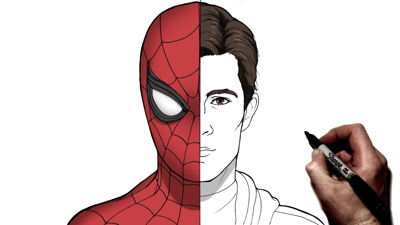 How To Draw Spiderman/Peter Parker | Step By Step | Marvel - YouTube