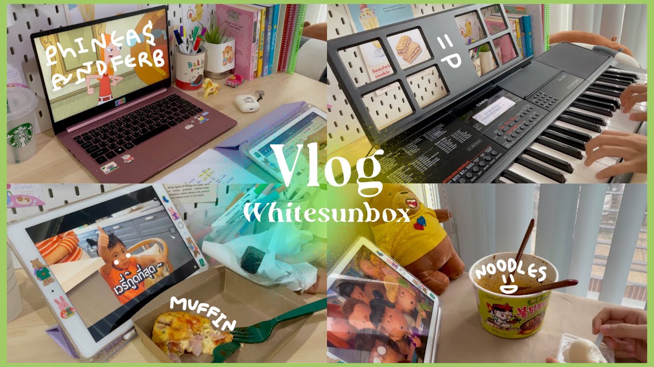Vlog | sad day (test canceled) ‎🥛 cartoon + shopping + muffin + piano | Whitesunbox