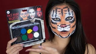 $4 WALMART FACE PAINT? | TIGER HALLOWEEN MAKEUP TUTORIAL screenshot 2