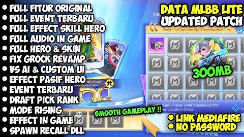 DATA ML LITE 300MB FULL EVENT PATCH SEIYA TERBARU | ML LITE | CARA MENGATASI ML LAG & PATAH PATAH