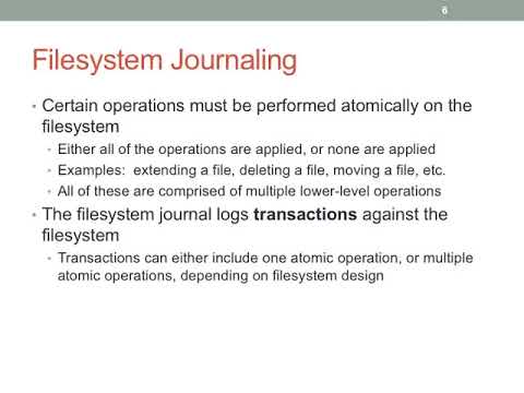 Lecture 26 Journaling filesystems Wi2016