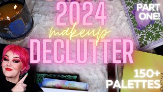 2024 HUGE MAKEUP DECLUTTER! 150+ PALETTES! PART 1