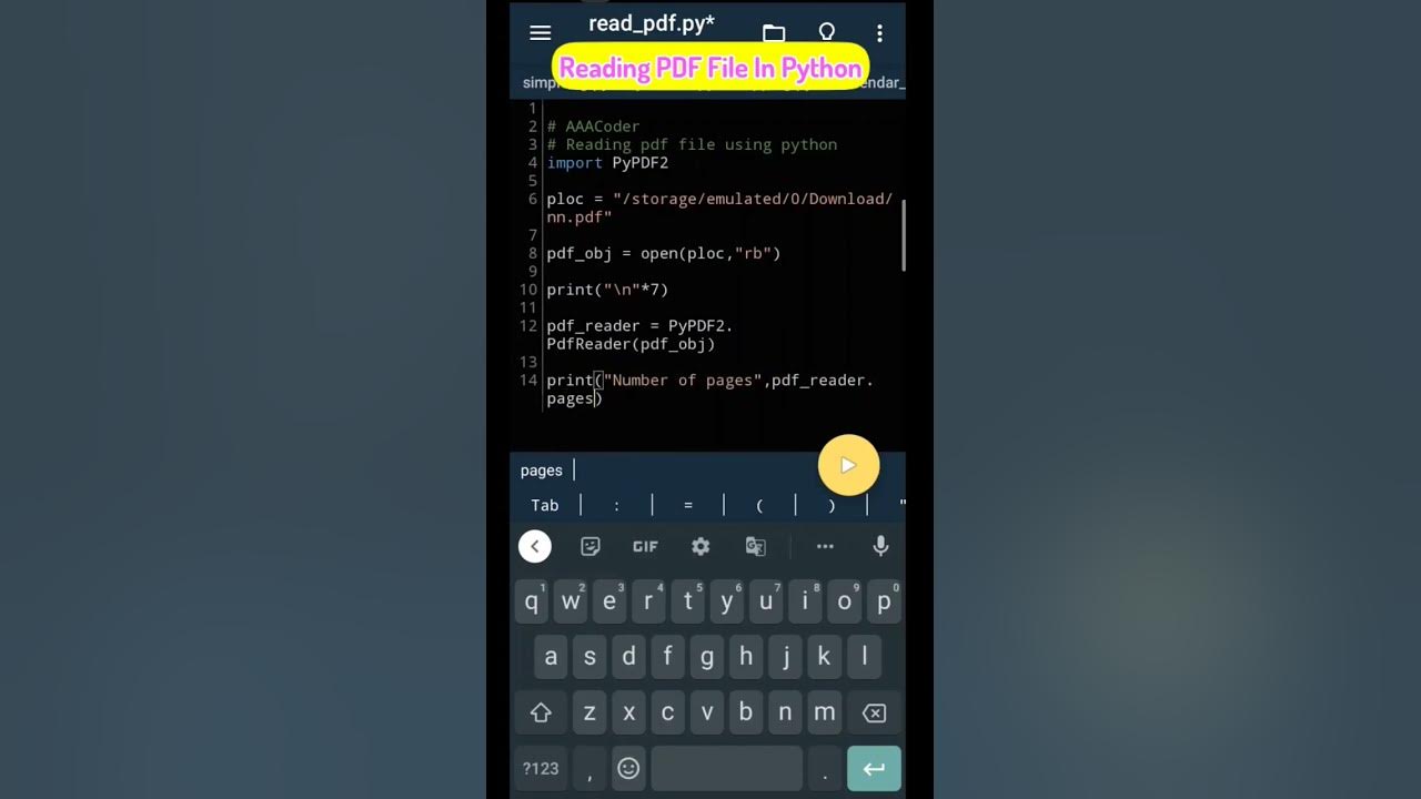 How to read pdf file in python | Python Coding Status #python - YouTube