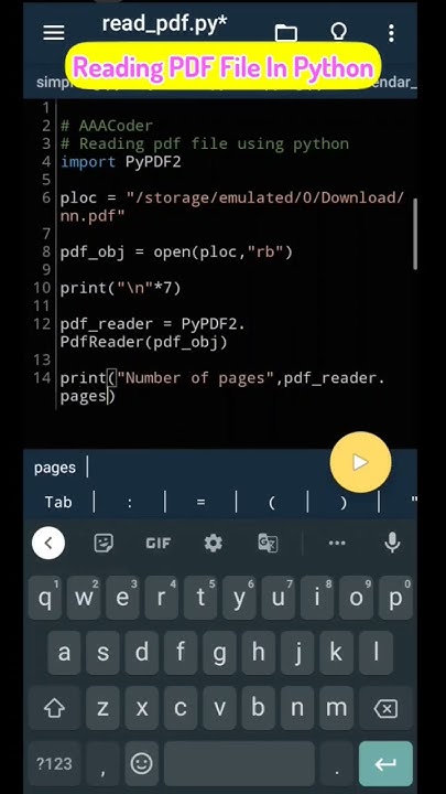 How to read pdf file in python | Python Coding Status #python - YouTube