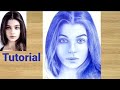 How to draw face for Beginners / EASY WAY TO DRAW A REALISTIC FACE /ballpoint pen  /كيف ترسم فتاة