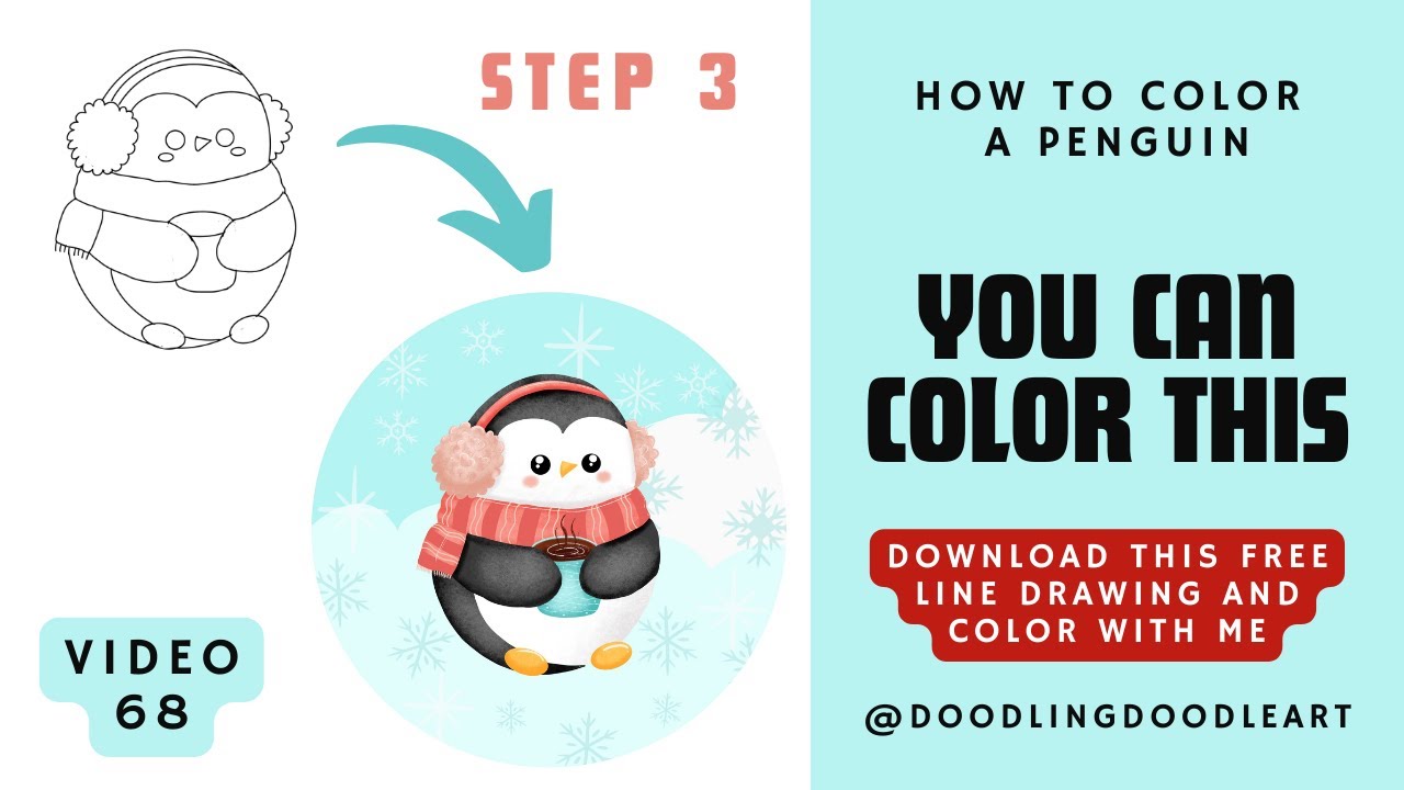68 | Color with me: Step 3 - How to color a penguin / Adding details ...