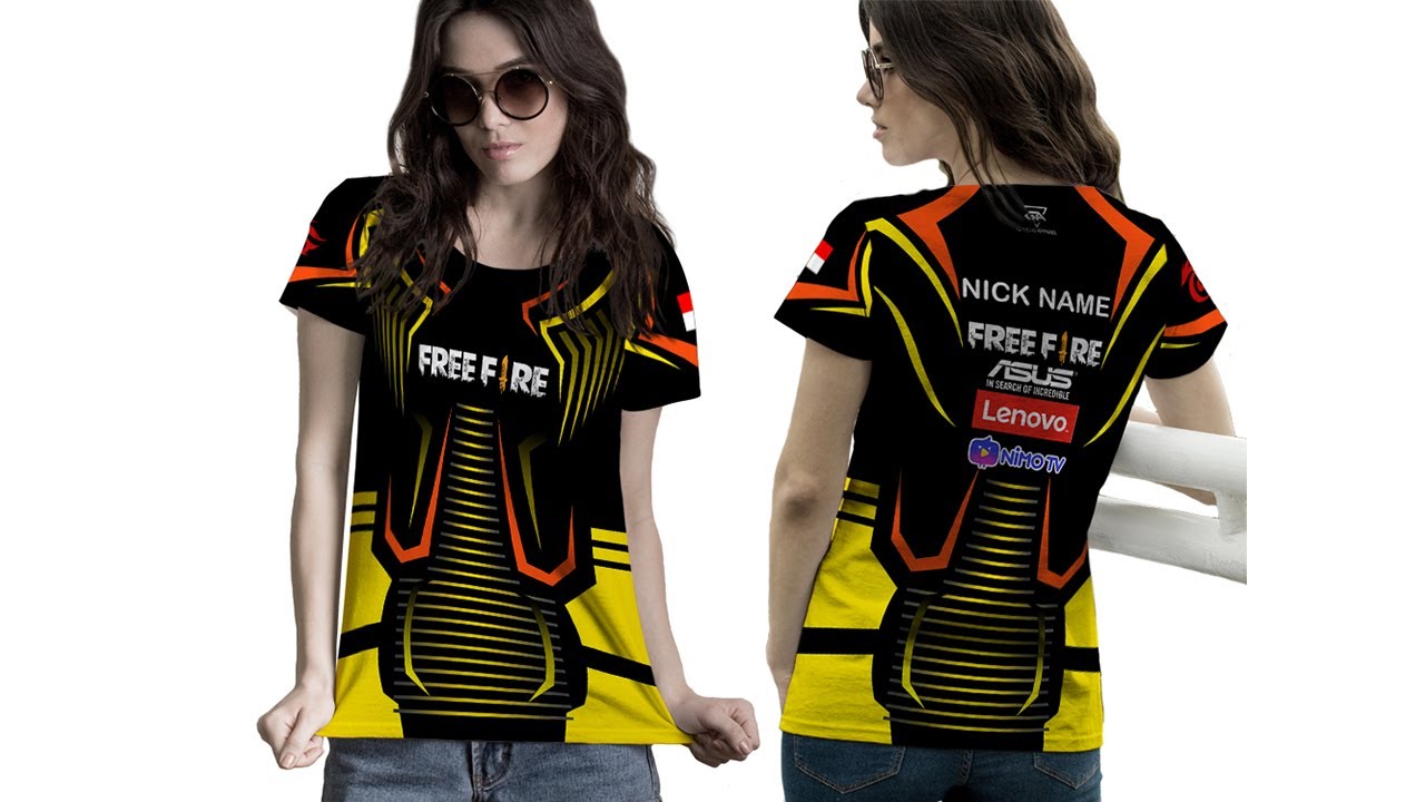  Kaos  Lengan  Pendek  Esports Gamers Wanita  Free Fire Art 2 