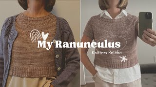 Knitters Kniche Episode 1 My First Ranunculus, Half and Half Triangle Wrap #ranunculus