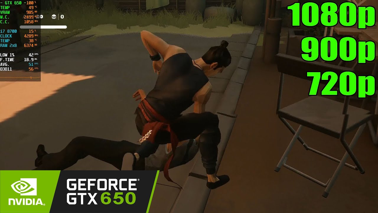 GTX 650 | Sifu - 1080p, 900p, 720p