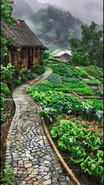 The serene atmosphere of rural life when it rain #short #rainsound #rurallife #viralvideo