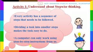 GRADE 3 COMPUTER Curriculum WS 1 Stepwise Thinking, ACTIVITY 1,2