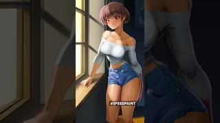 Girl Next Door. shorts speedpaint AnimeGirl anime manga GoodGirlArt PinUp offshouldertop