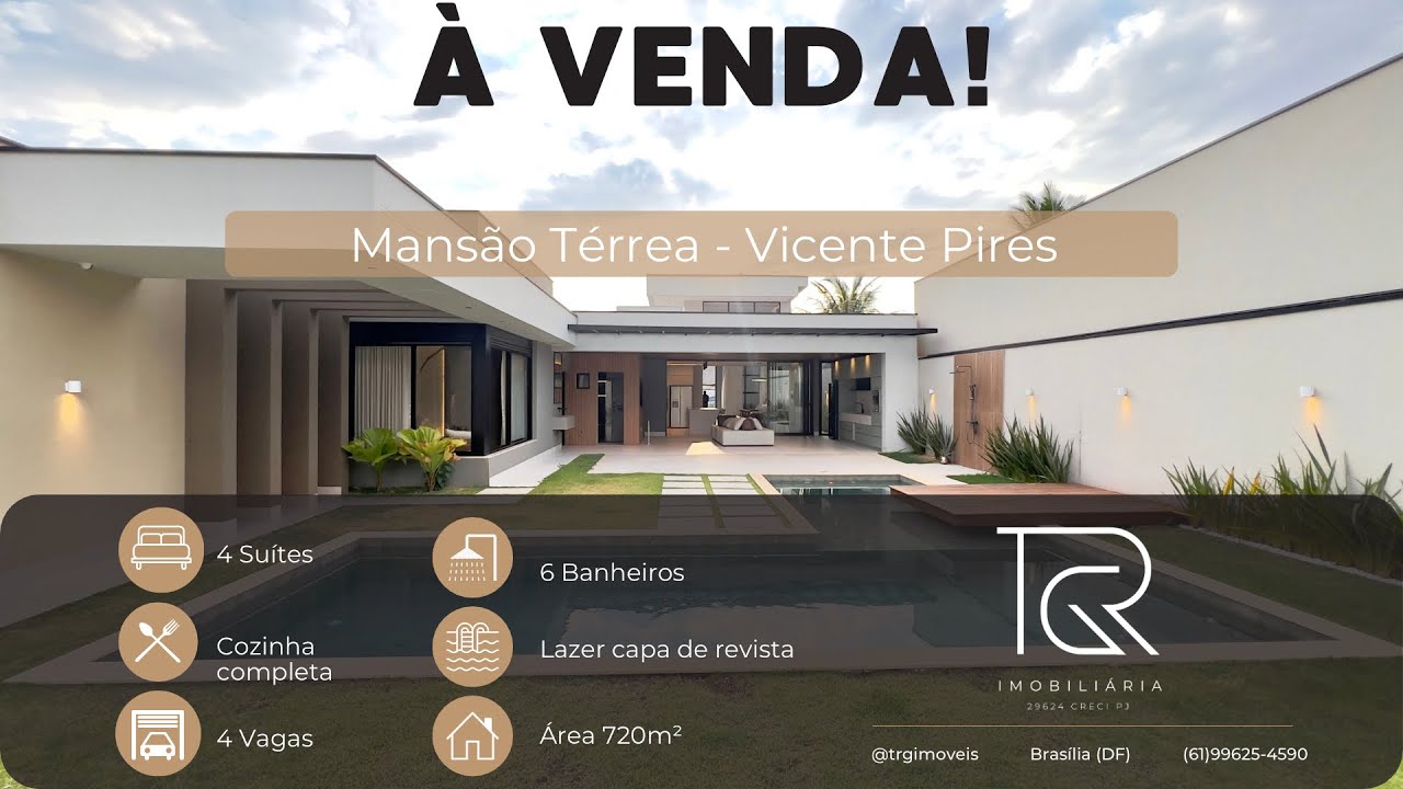 Mansão Térrea | 4 Suítes | 720m | Vicente Pires