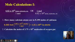 Chapter 10 B: Mole Calculations