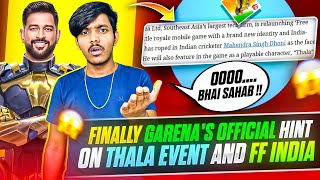 OB44 FF INDIA AND THALA HINT😍🔥ll FREE FIRE NEW EVENT ll FREE FIRE OB44 UPDATE ll FF OB 44 UPDATE