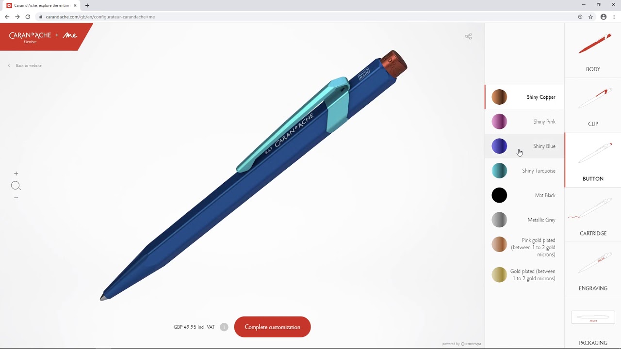 Caran d'Ache +ME Pen Personalization in Interactive 3D