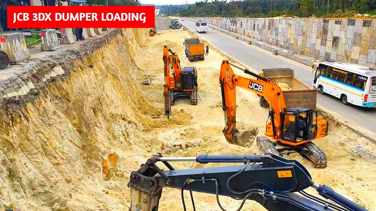 jcb gadi video JCB Backhoe Loader Working For New Bridge Construction JCB Dozer Working