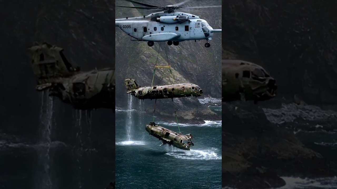 Incredible Helicopter Recovery: Wreckage Lifted from the Ocean in Daring Operation! 🚁🌊