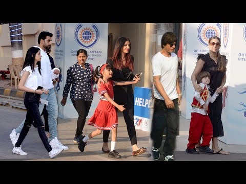 Shahrukh Khan With Son Abram Khan,Aishwarya Rai With Daughter Aaradhya At School Open Day Function