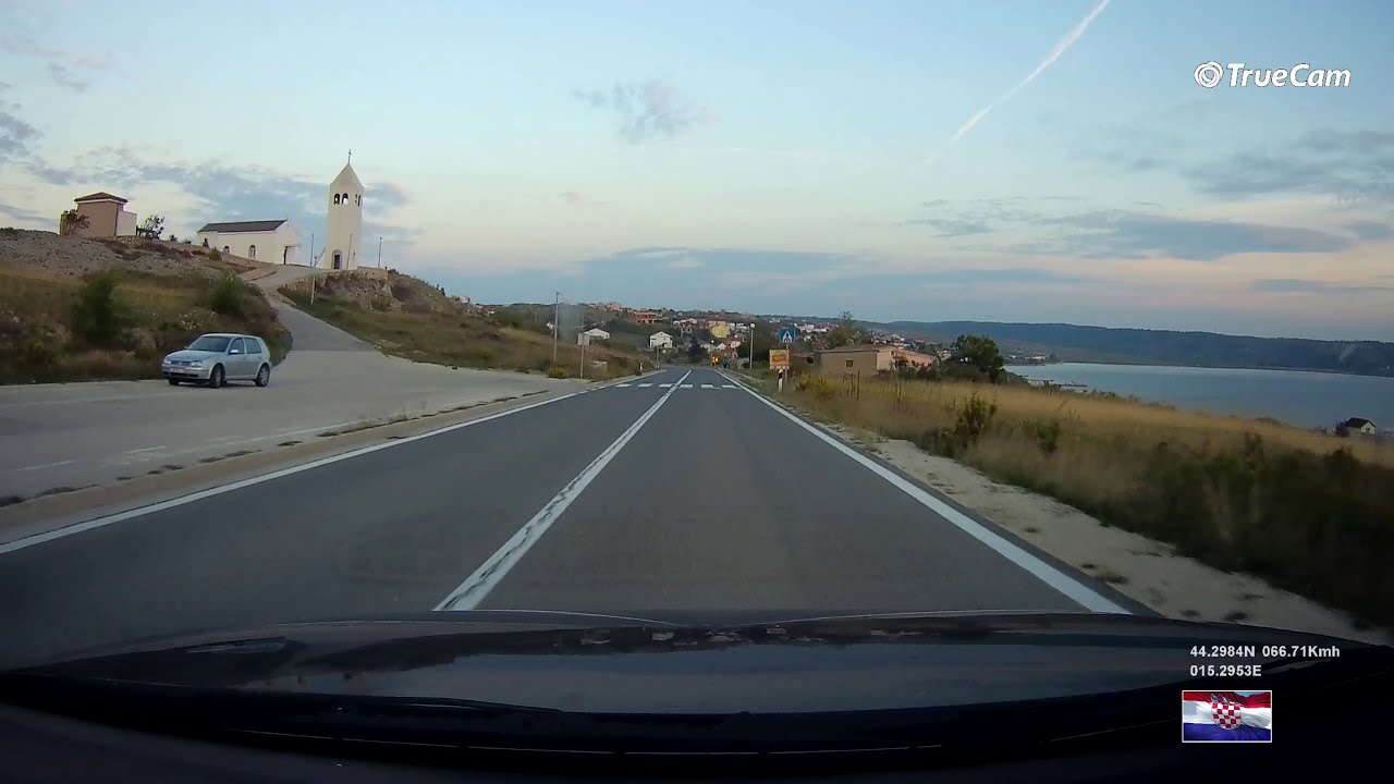 Vožnja od Paga prema Ražancu kroz naselja Rtina Miletići, Benići, Vrankovići, Stošići, Rtina Miočići