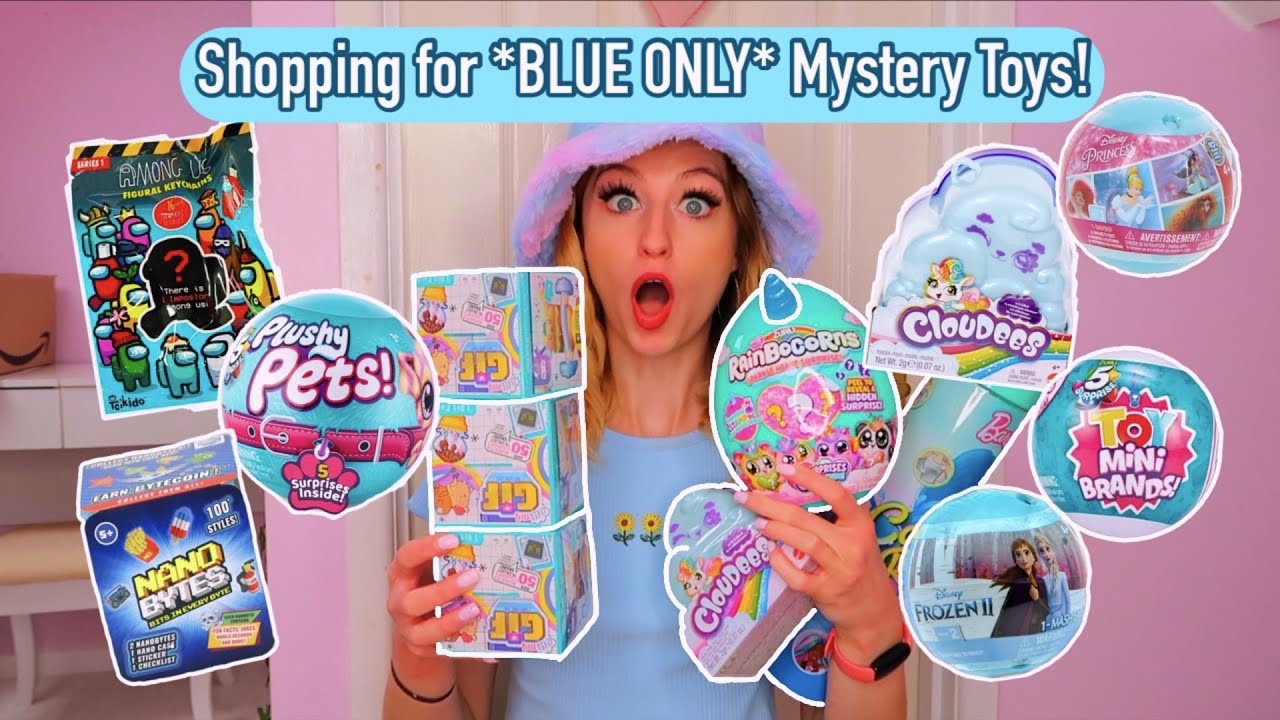 ⁣Shop with Me for *BLUE ONLY* Mystery Toys Challenge!!😱🦋🐬💙 (WE HIT THE JACKPOT!🤭)