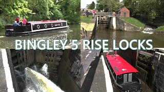 BINGLEY FIVE RISE LOCKS - Canal Boat Goes Through