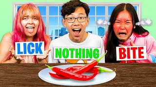 SPICY Bite, Lick, Or Nothing Challenge With My Sister!
SPICY Bite, Lick, Or Nothing Challenge With My Sister!
Shop HYPER: https://www.hyperapparel.shop
🎬FOLLOW ME HERE!
● Twitter: http://twitter.com/DylanHyper
● Instagram: http://instagram.com/DylanHyper
Dude Perfect - Airsoft Battle 3 | Dude Perfect
https://youtu.be/AV3P55Xu_Ow
FaZe Rug - Painting With EVERY Body Part Challenge ft. ZHC
https://youtu.be/MrkL_FYj4lg
ZHC Crafts - Extreme 5 Artists VS 1 iPhone Custom Challenge | ZHC Crafts
https://youtu.be/ZTXhV5vPMpc
#Challenge #Food #Disgusting SPICY Bite, Lick, Or Nothing Challenge With My Sister!