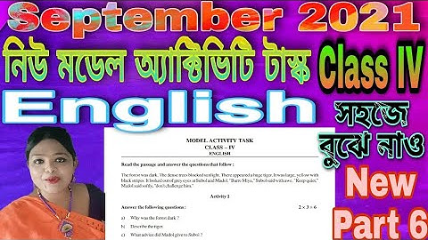 Model Activity Task 2021 Class IV English Part 6 l Class 4 English Model Activity Task Answer Solved