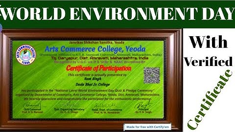WORLD ENVIRONMENT DAY l FREE CERTIFICATE QUIZ l Free Certificate In 2 Minutes lFree  e Certificate