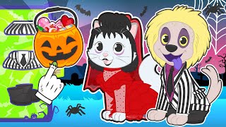 Baby Pets Kira And Max Dress Up As Beetlejuice And Lydia Halloween Costumes