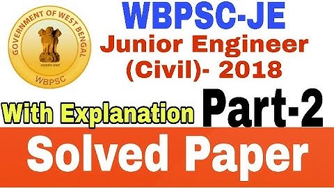 WBPSC-Junior Engineer I Civil Engineer I Previous year paper 2018 I Part-2