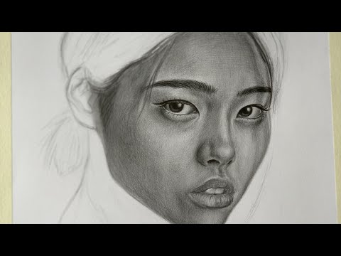 Как нарисовать лицо. Портрет азиатки карандашом. Sketch of Asian girl. How to draw face #shorts