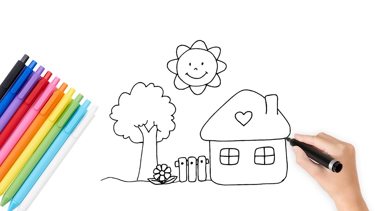 How to draw a house || easy drawing for kindergarten - YouTube