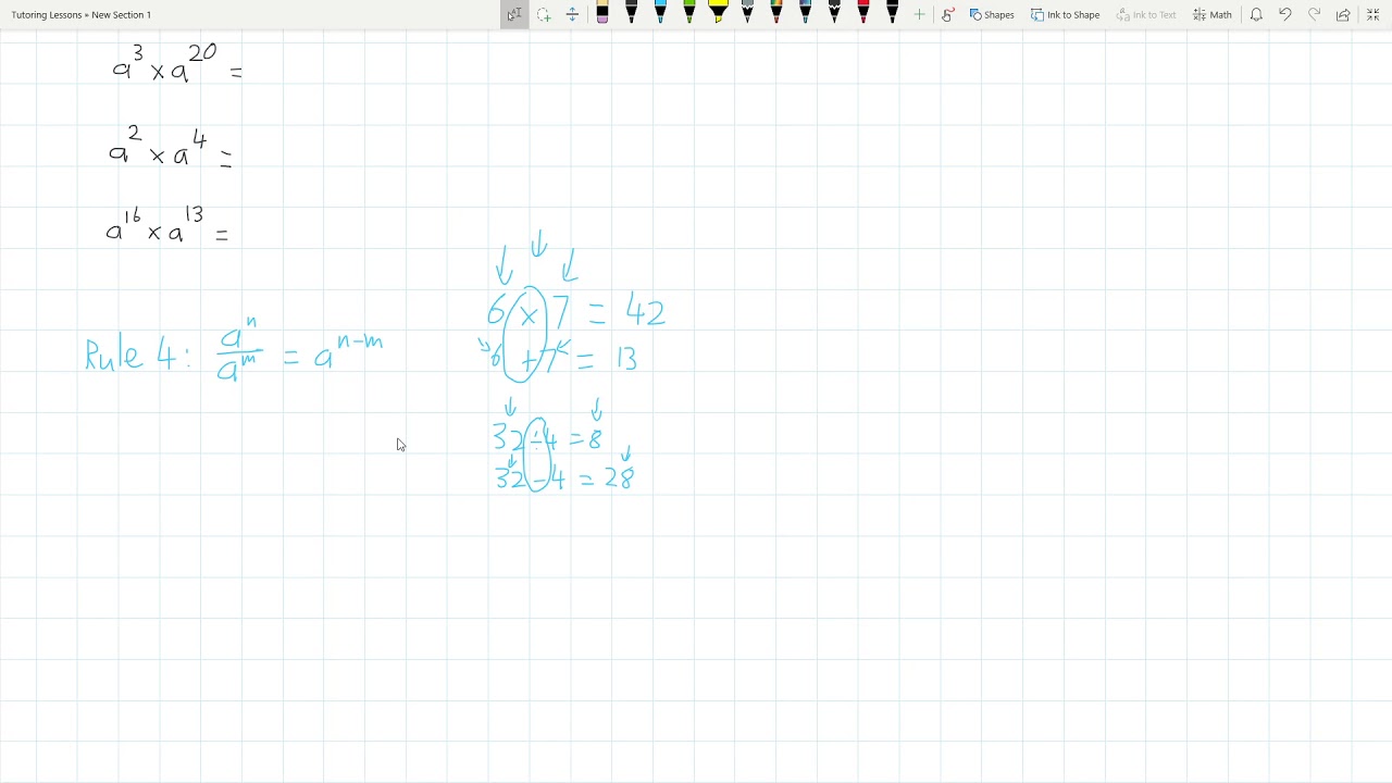 Index Laws Multiplication and Division YouTube