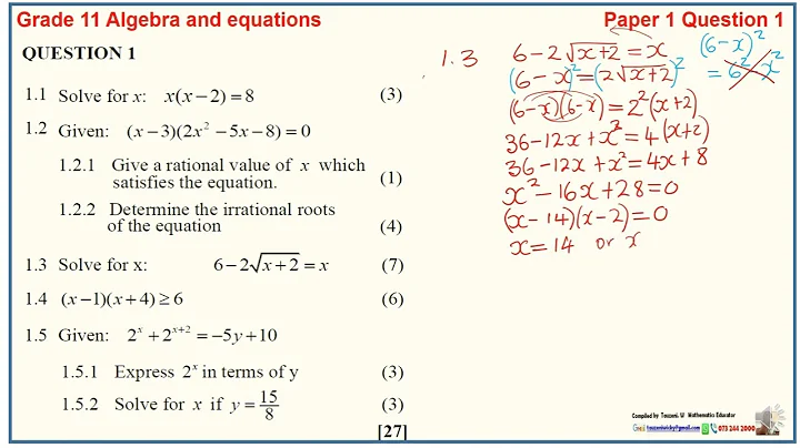 Algebra, Equations and Inequalities. Grade 11