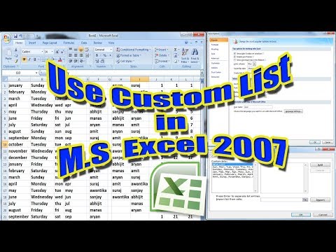 How to Use Custom List in MS Excel 2007||Custom List use in Excel