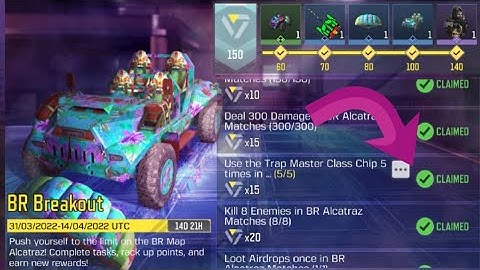 Call Of Duty Mobile Use the Trap Master Class Chip 5 times in BR Alcatraz Matches Task Complete