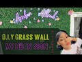D.I.Y Grass wall with Neon Sign and flowers